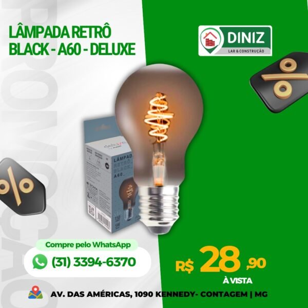 LâmpadaRetrô Black - A60 - Deluxe