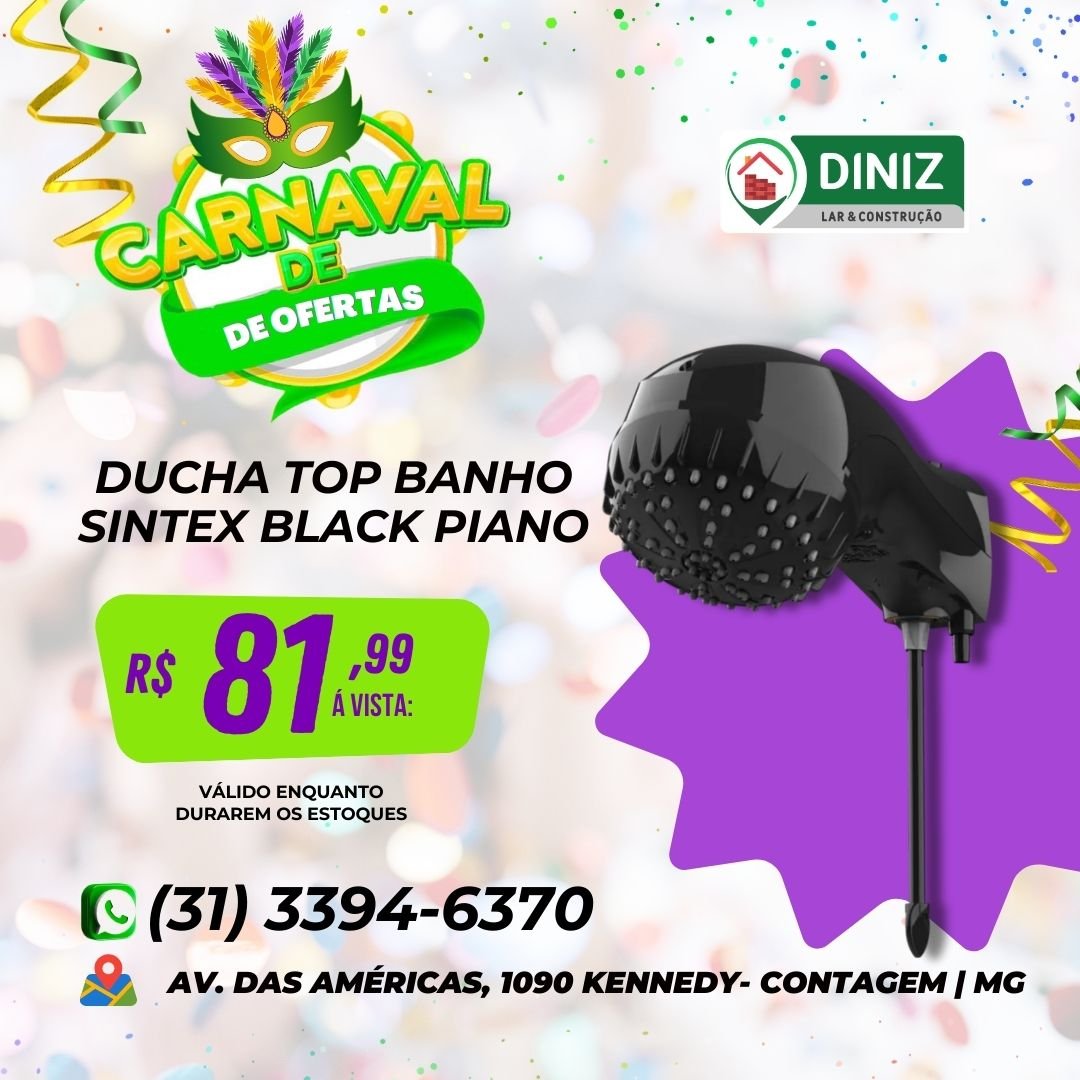 Ducha Top Banho Sintex - Black Piano